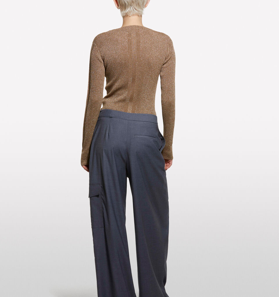 Beiger Pullover mit Lurex - rundhalspullover für damen - Braun | Sisley image number 2